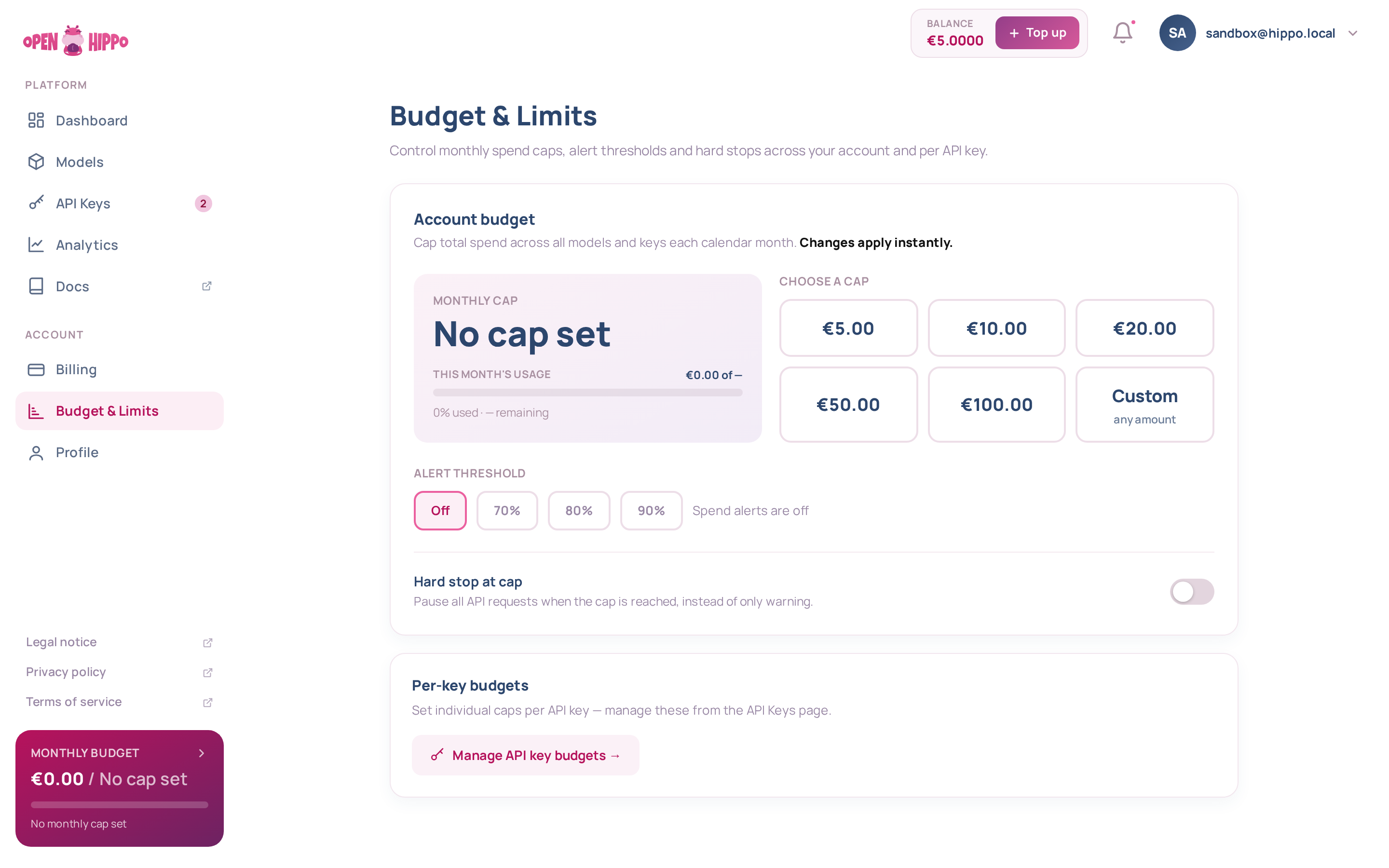 Budget- und Limits-Konsole
